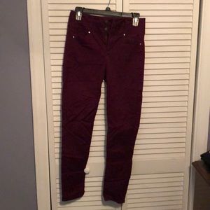 High waisted burgundy pants
